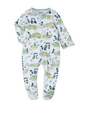 Mud Pie baby golf print sleeper footie 3-6 months blue cotton